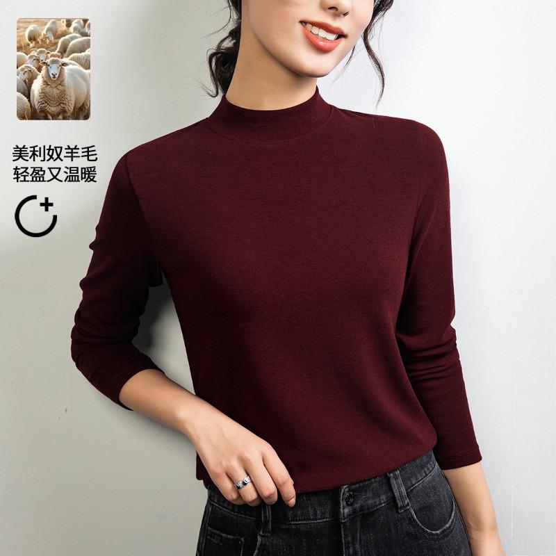 

Осень и зима новая женская одежда Тенсел шерсть смесовая полувысокая горловина универсальная посадка удобная с длинным рукавом женская L