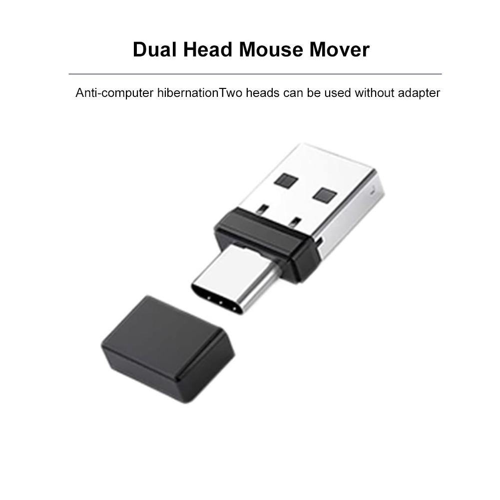 USB Type C 2 In 1 Mouse Mover Plug & Play Automatic Mouse Wiggler Prevent Laptop Entering Sleep for Laptop Keep Computer Awake