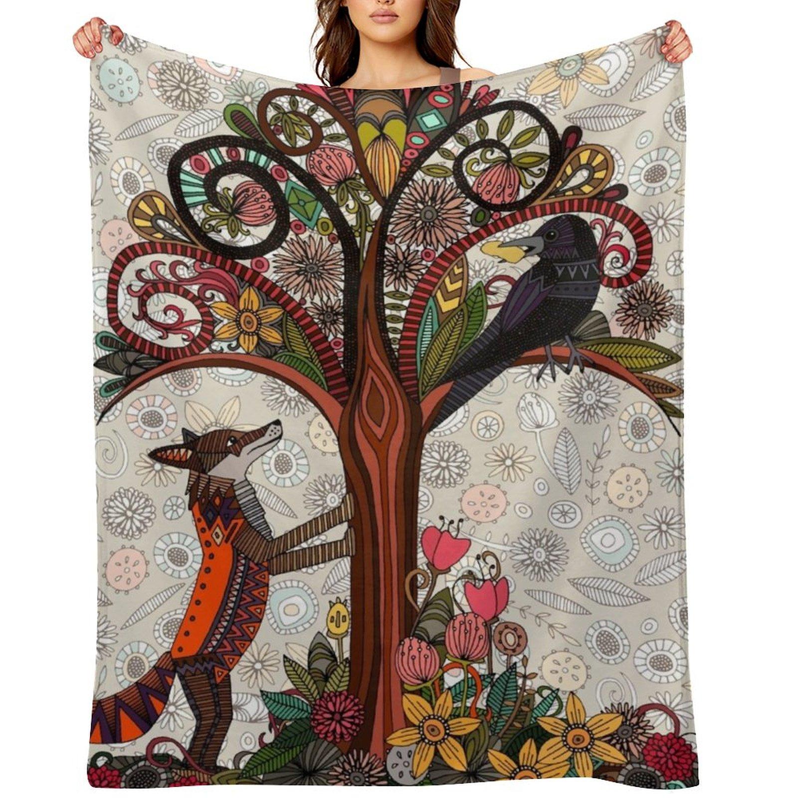 

fox and crow Throw Blanket Thin Stuffeds Decorative Sofa For Baby Blankets 30x40in