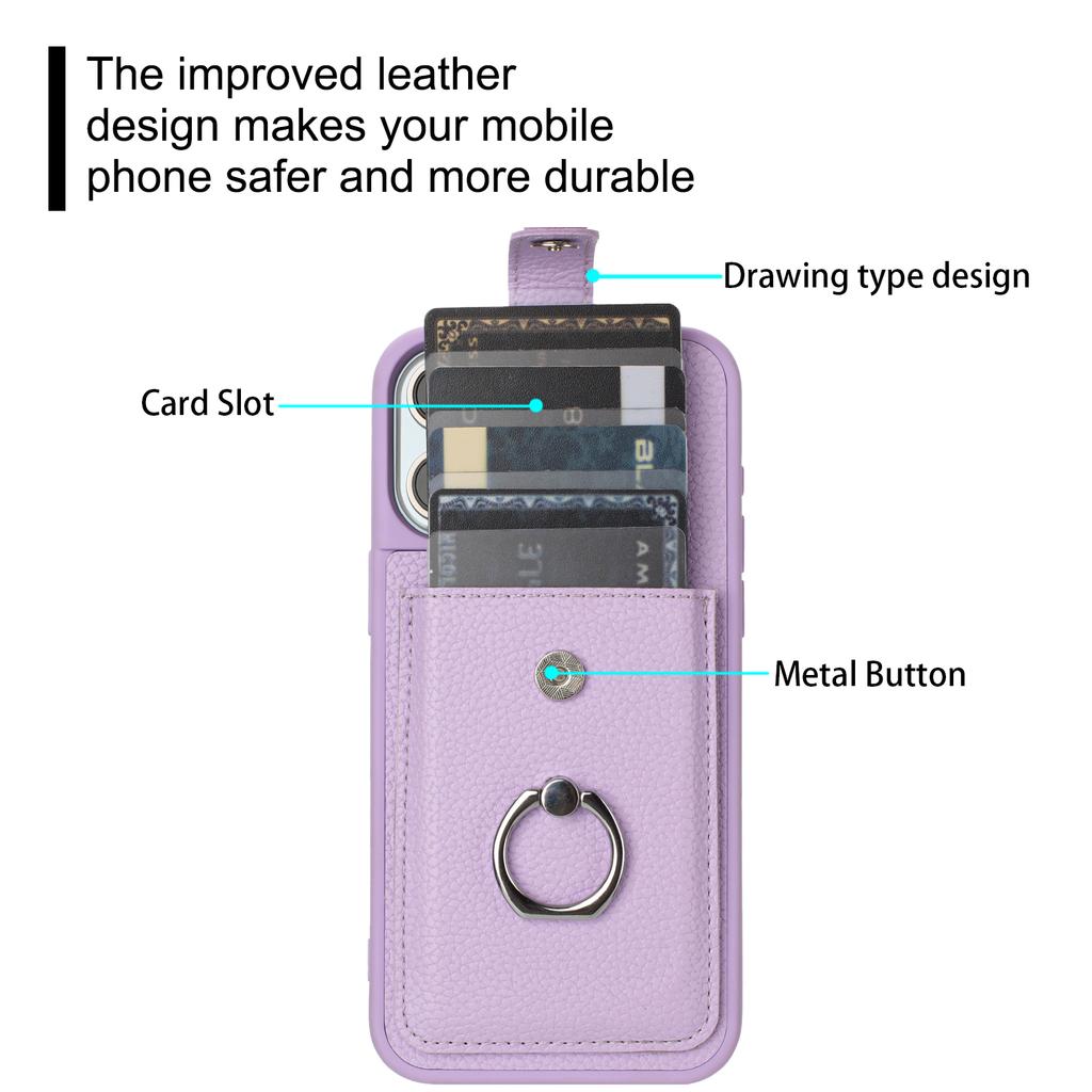 Ring Bracket Wallet Case for iPhone 16 17 Pro Max Air 16E 15 14 Plus 13 12 11 Pro Max Leather Card Solts lHolder Phone Cover
