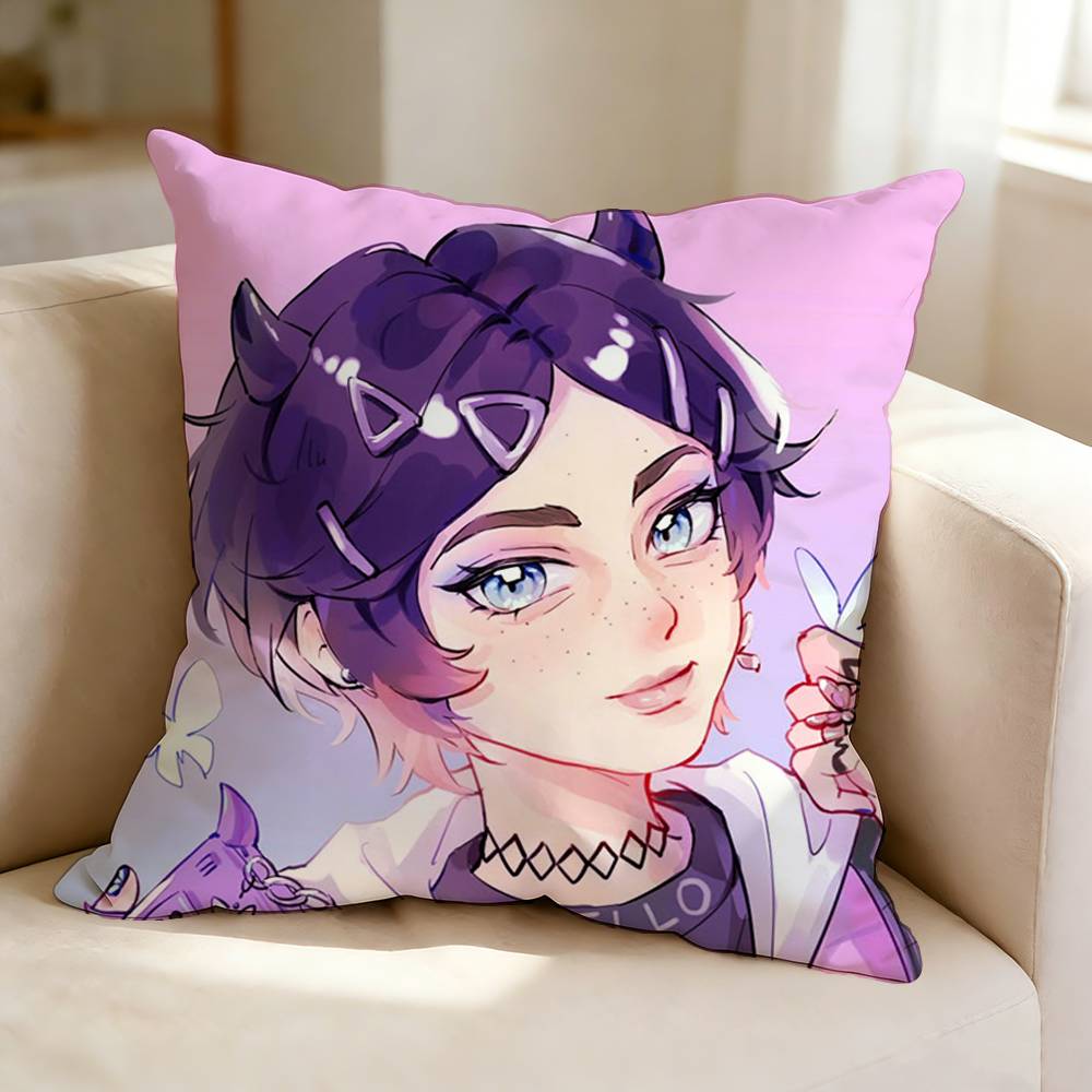Tactical Shooter VVALORANT Clove Pillow Case Square DoubleSided Sofa Cushion Cover Bedroom Bedside Pillow