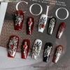 Luxury Dark Gothic Cyberpunk Spider Web Press-On Nails - Sleek European & American Style