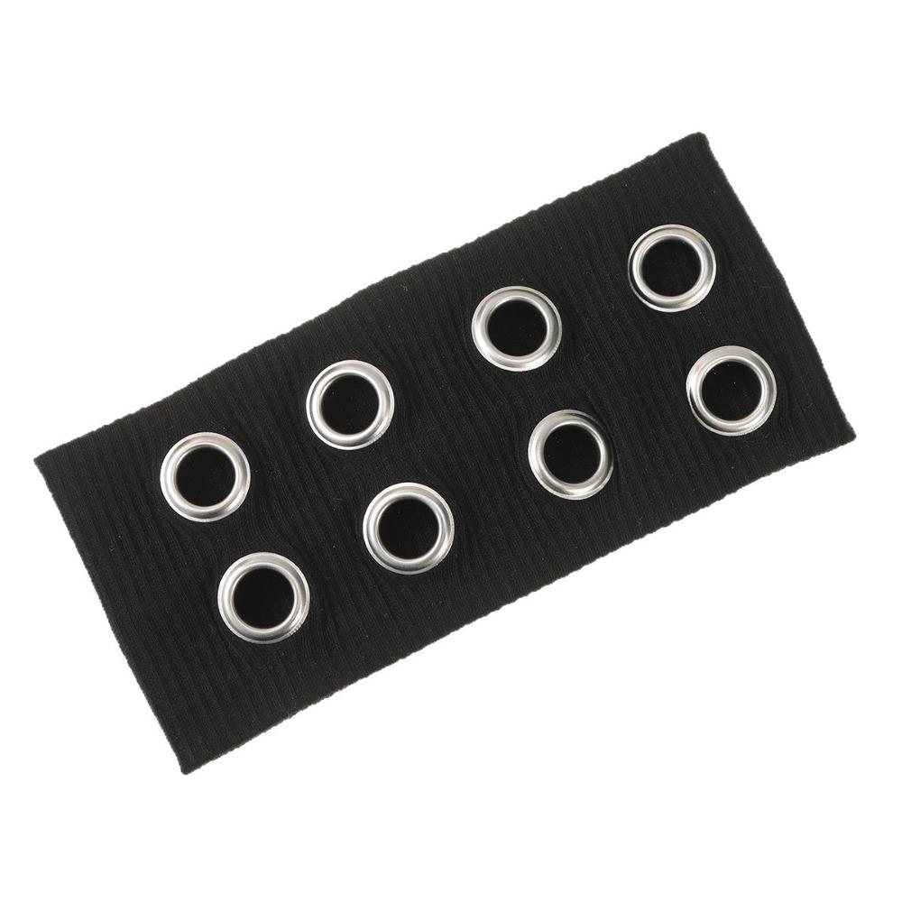 Metal Eyelets Punk Headwrap Wide Elastic Hollowed Out Eyelets Headband Rock Head Band  Punk Girl