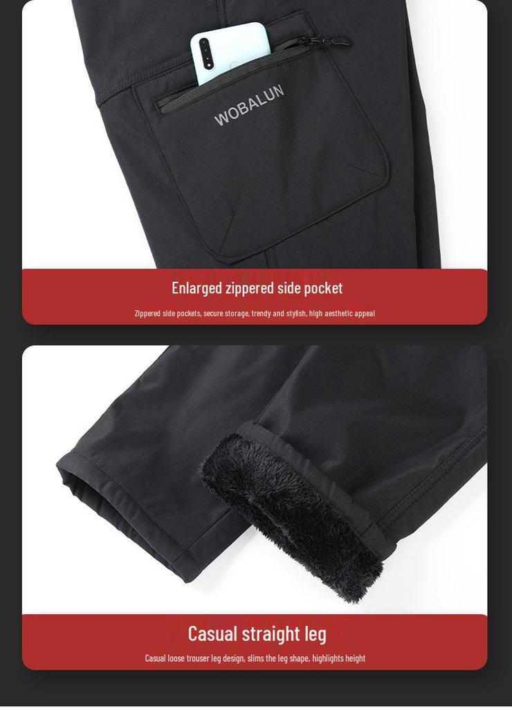 Men's Fleece-Lined Winter Workwear Set: Durable, Dirt-Resistant, Cold-Proof Clothing for Outdoor Construction.