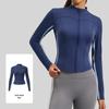 Women's Autumn & Winter Stand-up Collar Yoga Jacket, Waist-cinching Slim Fit, Long-sleeve, Outdoor Sports, Double-stitched Color-block Design.