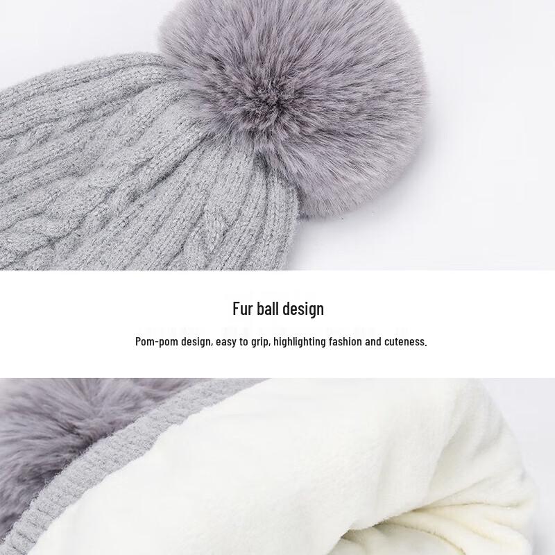 Women's Winter Cashmere Knit Pom-Pom Beanie