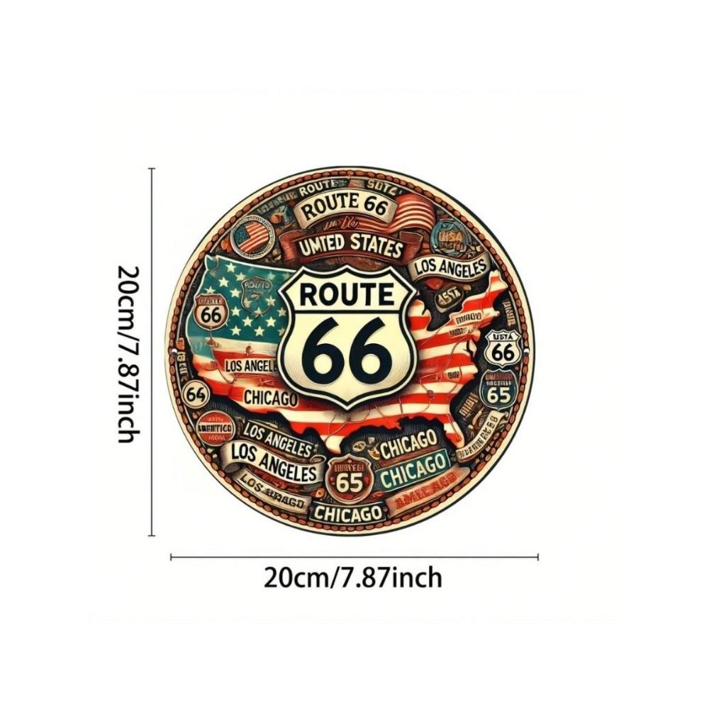 Vintage Metal Wall Art Retro Route 66 Motorcycle Sign Home Decor