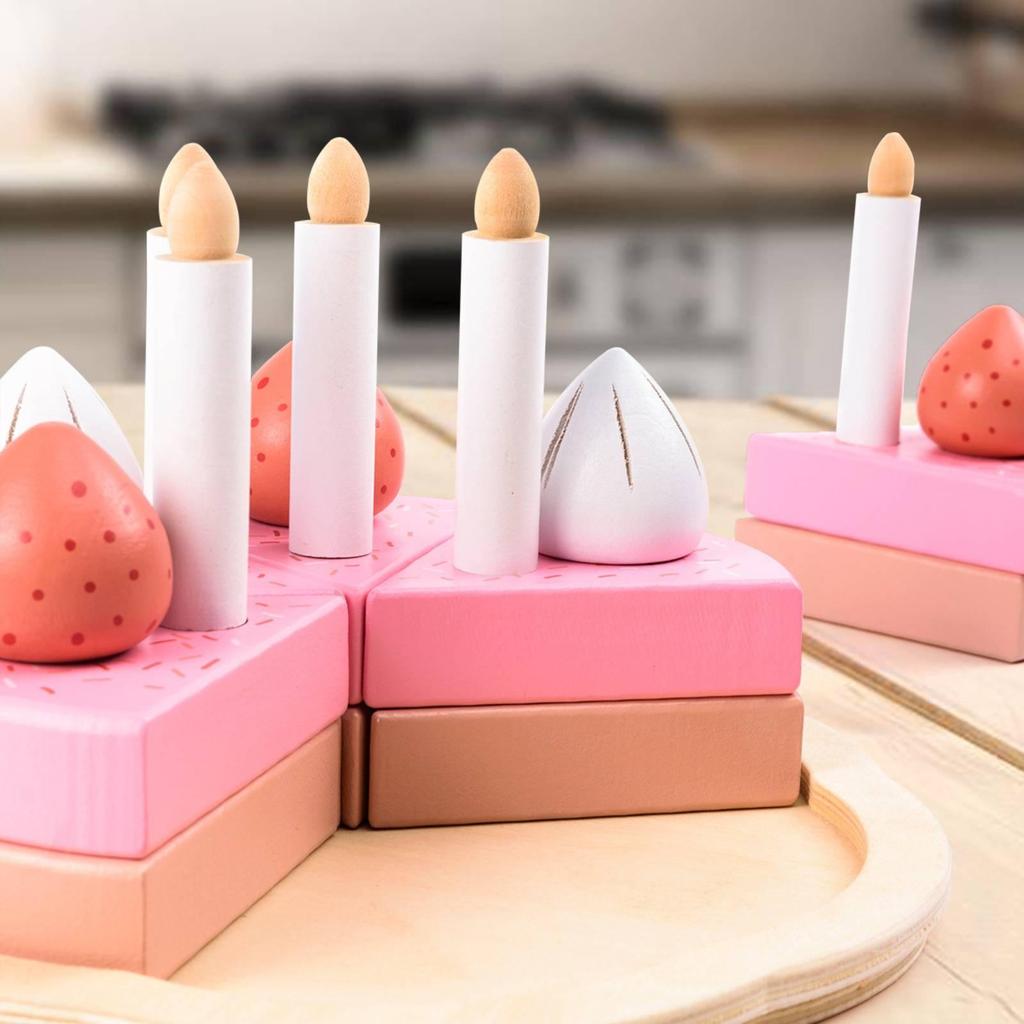 Play Food Two-Layer Pretend Birthday Cake Toy Hand-Eye Coordination for Toddlers