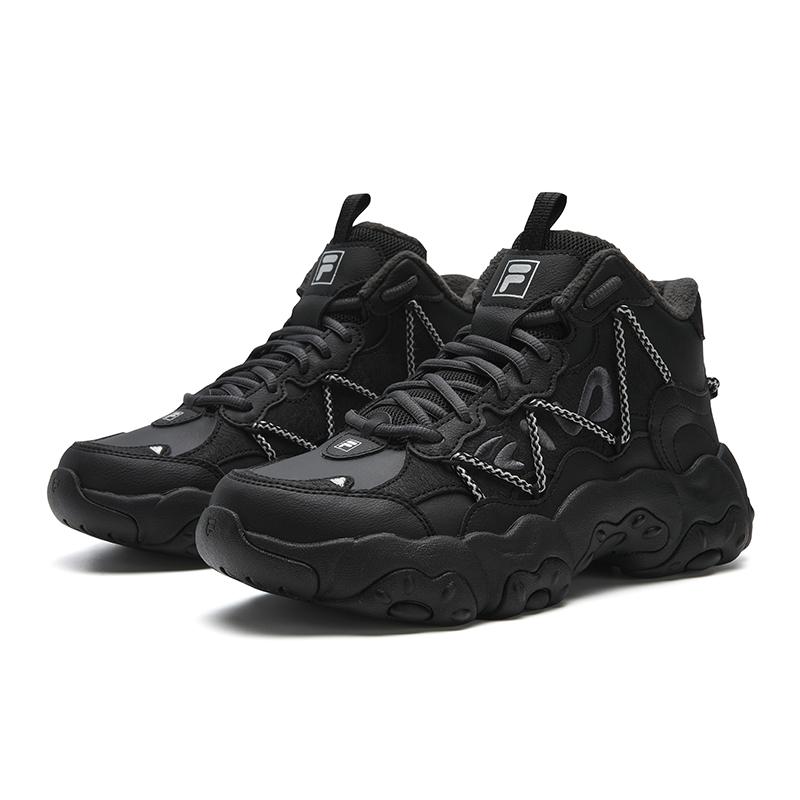 New FILA Cushioning Abrasion Resistant Thermal Mid top Casual Shoes Women's Black F12W542115FBD