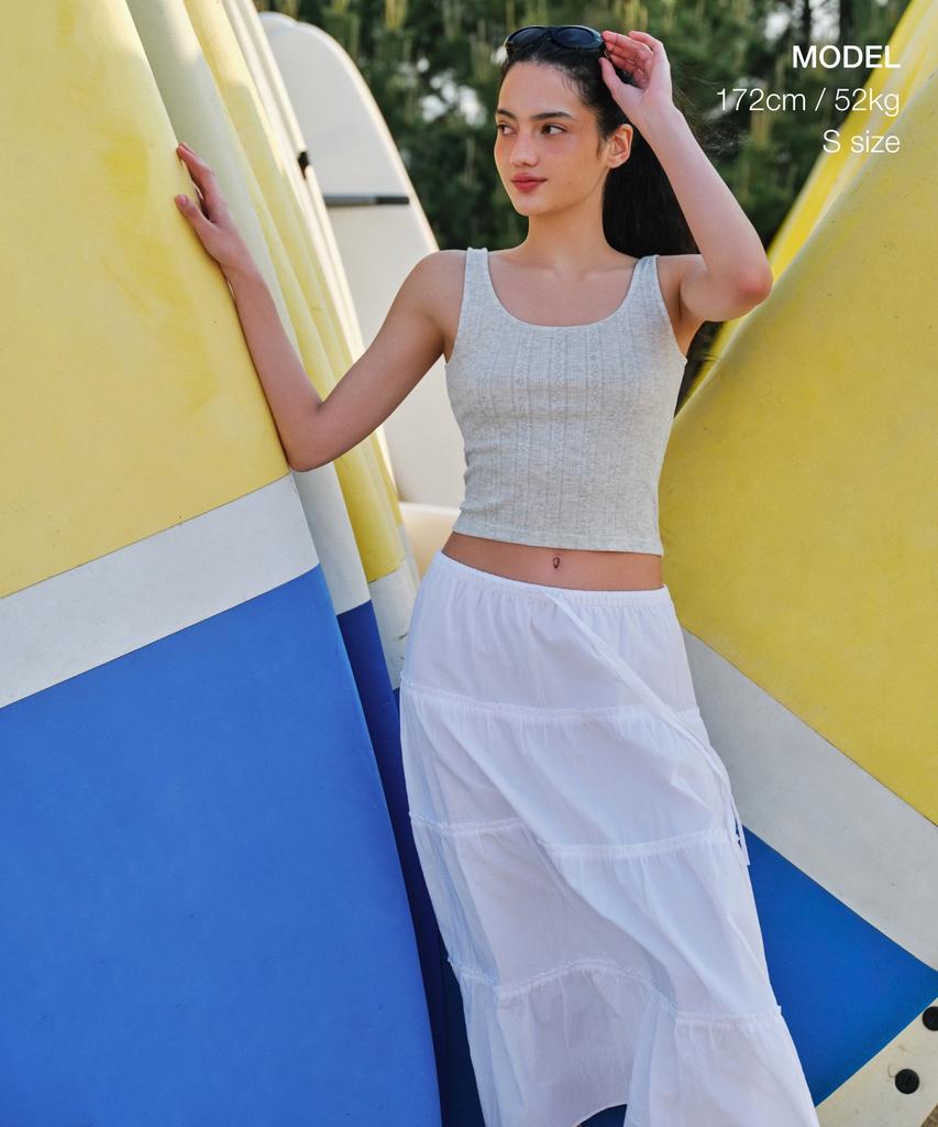 Musinsa Standard Woman Women'S Cotton Tiered Long Skirt [White]