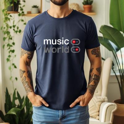 New Summer 100% Cotton Music On World Off Graphic Oversized Tee Music On World Off Cool Minimalist Themed Short Sleeve