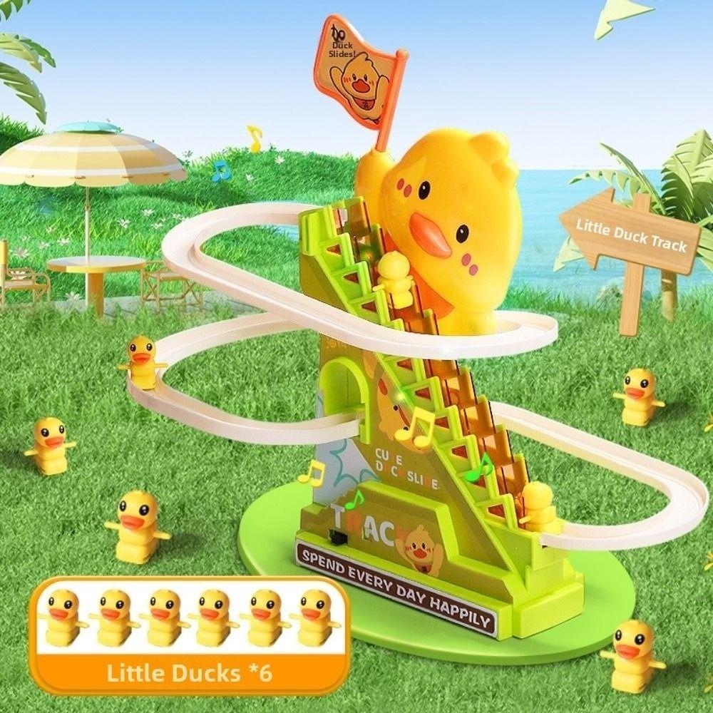 Cute Electric Duck Track Toys Cartoon Interactive Escalator Toy Duck Roller Coaster Toy  Children