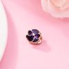 2022 New 925 Sterling Silver Deep Purple Pansy Flower Charm Beads Fits Europe Bracelet Women DIY Jewelry Making Accessories