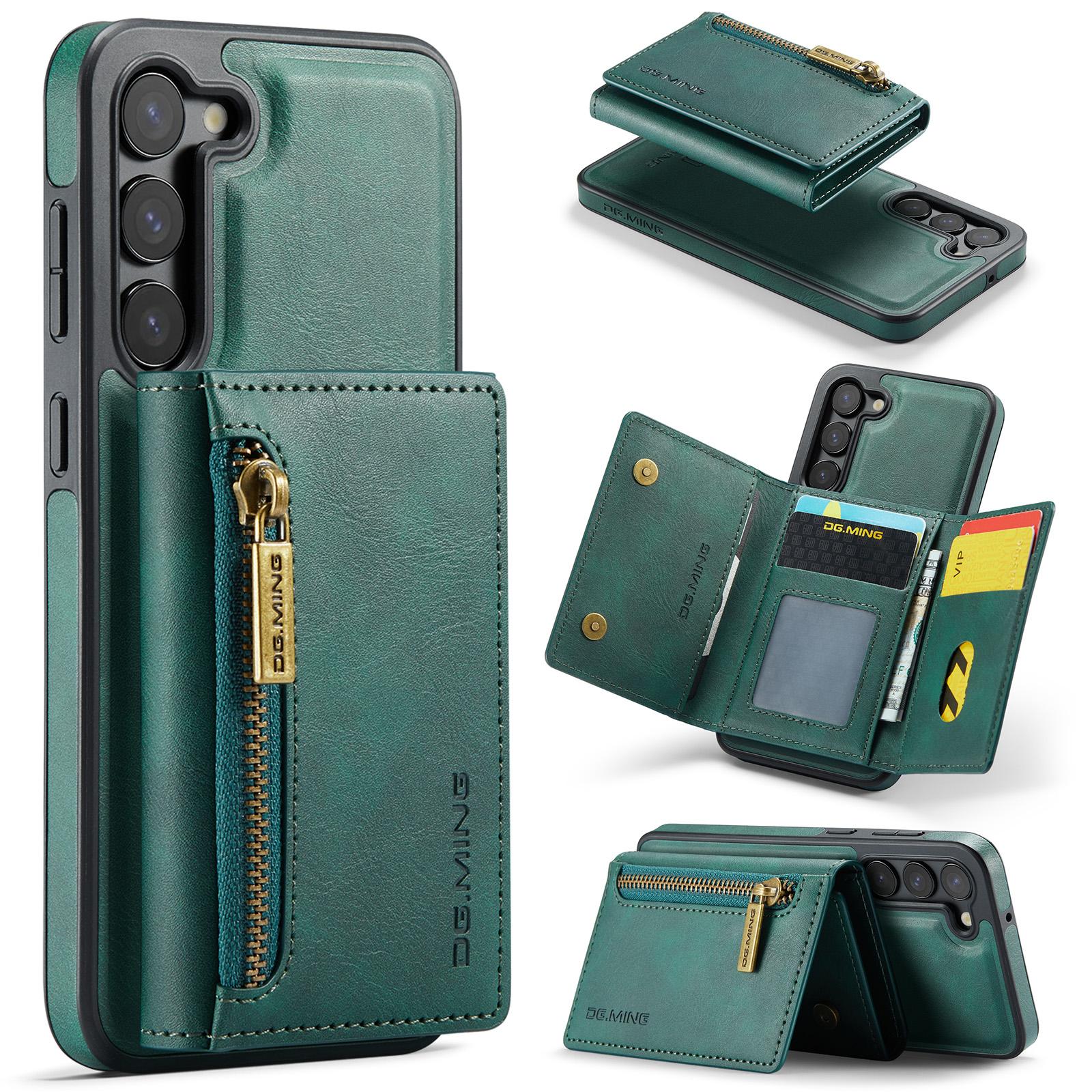 

DG.MING M5 Series For Samsung Galaxy S22+ 5G Case Zipper Pocket Wallet Phone Cover Green