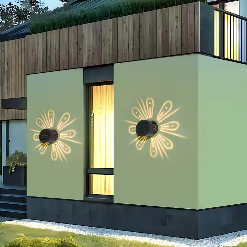 2/4PCS Solar Peacock Projection Lights Outdoor LED Wall Lamp Waterproof Solar Fence Lights for Yard Garden Lawn Christmas Decor