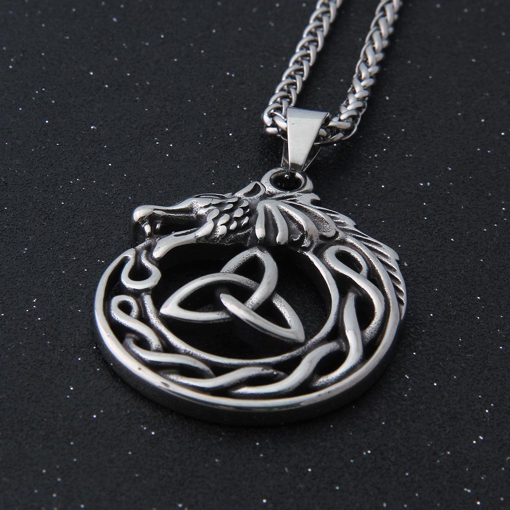 

Новый кулон из нержавеющей стали с скандинавским кельтским узлом, подвеска в виде викинга и волка для мужчин, амулет, ювелирные изделия Single Pendant
