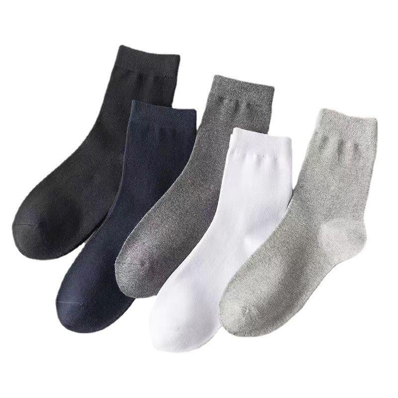 Men's Spring and Summer New Solid Color Leisure Business Breathable Tube Cotton Socks