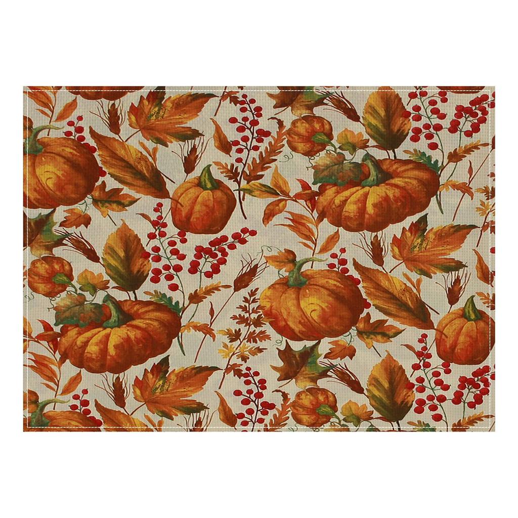 Thanksgiving Autumn Harvest Pumpkin Placemats Seasonal Autumn Table Mats for Outdoor Home Party Dining Decoration