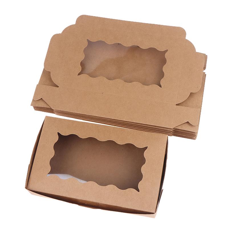 10Pcs Rectangular Cake Carriers Paper Gift Box With Clear Window For Cookies Bread Candy For Weddings Parties Valentine'S Day