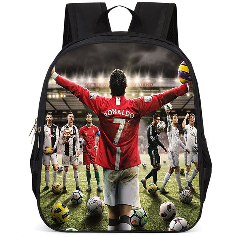 Spacious 15 Inch Cristiano Ronaldo School Backpack For Kids Lightweight Oxford Fabric