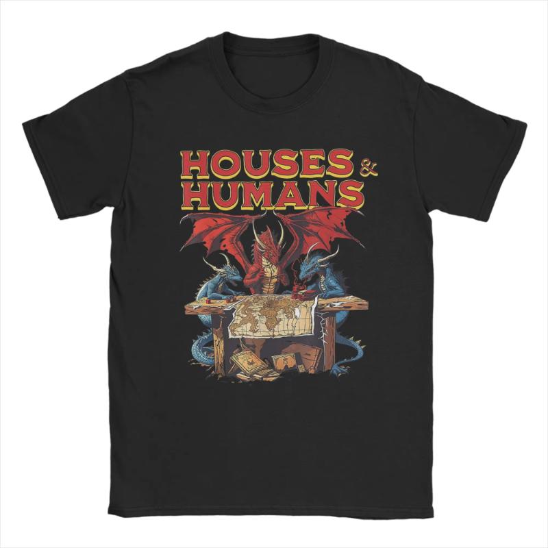 

Popular Houses and Humans Retro 90s T-Shirts Men 100%Cotton T-Shirts Dungeon Dragon DnD New Short Sleeve Tees OverSize Clothing S