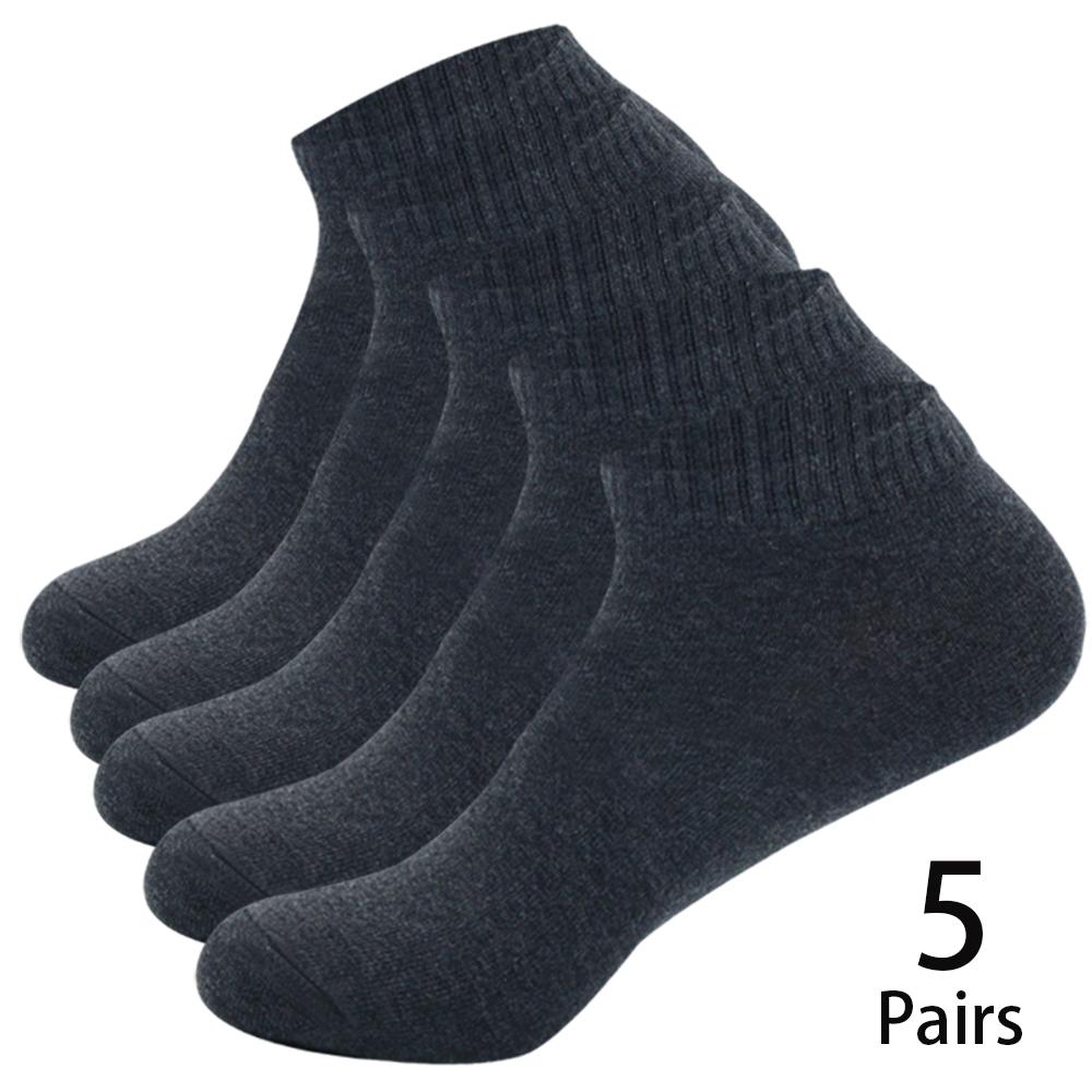 5pairs Men Ankle Socks Cotton Boat Black Solid Color Thin Breathable Comfortable High Quality Black White Low Cut Short Socks