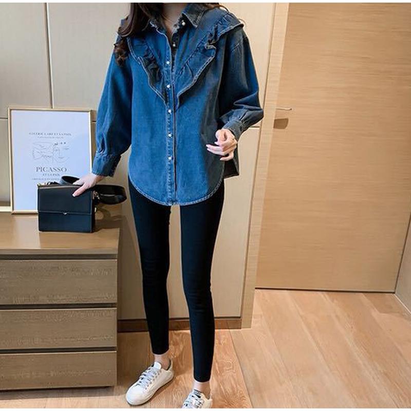 Women's Denim Shirt Loose Double Pocket Long Sleeved Versatile Casual Coat Shirt Women Fashion Jean Jackets Spring Autumn Trend 2025