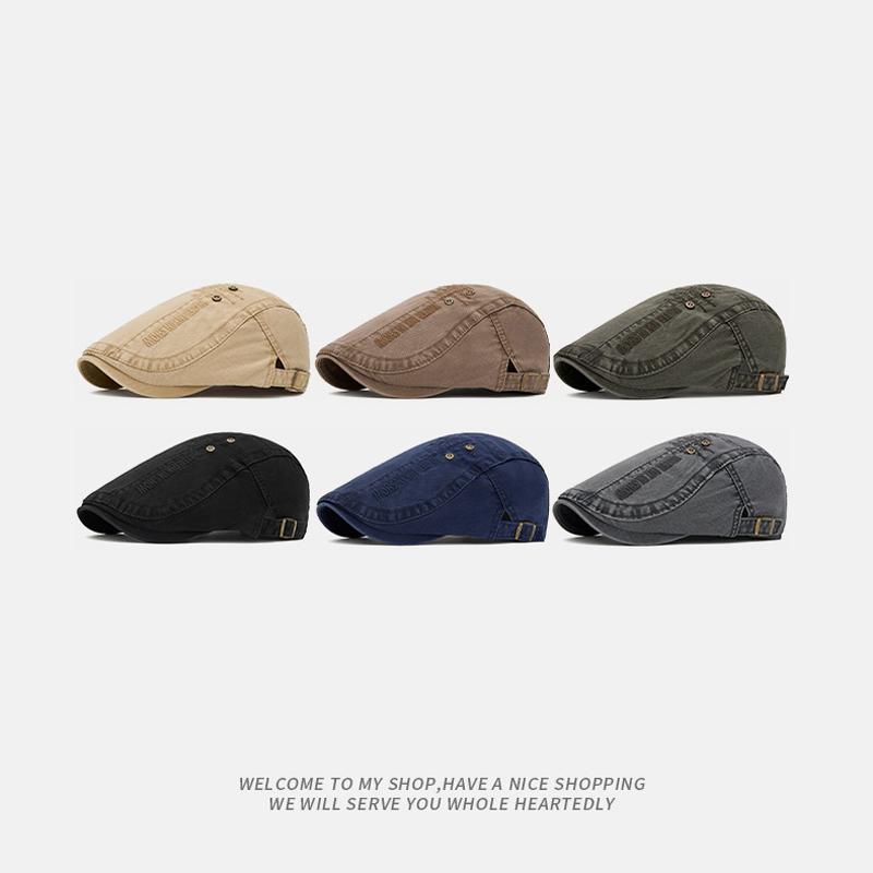 Men's Summer Thin Peaked Cap Embroidered Breathable Cap British Newsboy Cap Adjustable Sunshade Beret