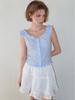 ETMON Stripe Shirring Blouse, Blue