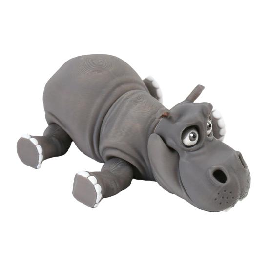 3D Printed Simulation Hippopotamus Figurine Movable Joints Hippo Statue River Horse Sculpture Educational Toy Animal Model Decoration Ornament