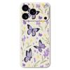 For iPhone 17 Pro Case Purple Butterflies Pattern Printing Straight Edge TPU Phone Back Cover
