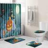 Halloween Shower Curtain Floor Mat Combination Four-Piece Set Bathroom Toilet Carpet Door Mat