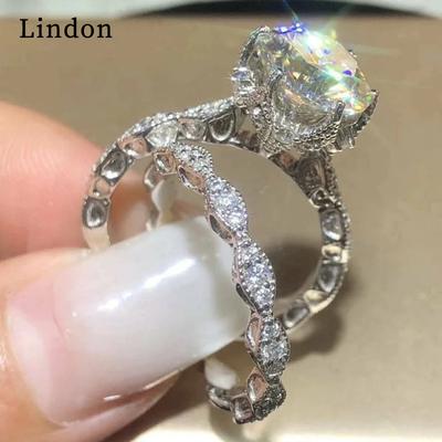 Lindon Klasyczny Stop Miedzi Cyrkon Pierścionek Damskie Biżuteria Ślubna Obietnica Party Prezent