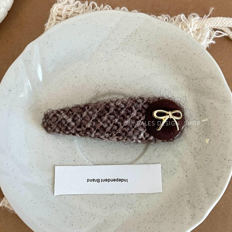 קליפס שיער צמר רטרו פנינים וקשת – קליפס צד BB אופנתי יוקרתי