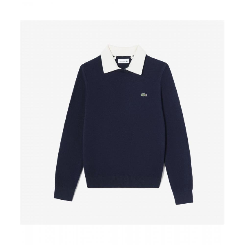 

LacoSte Women S Collar Detachable Crewneck Sweater [dark Navy] 036