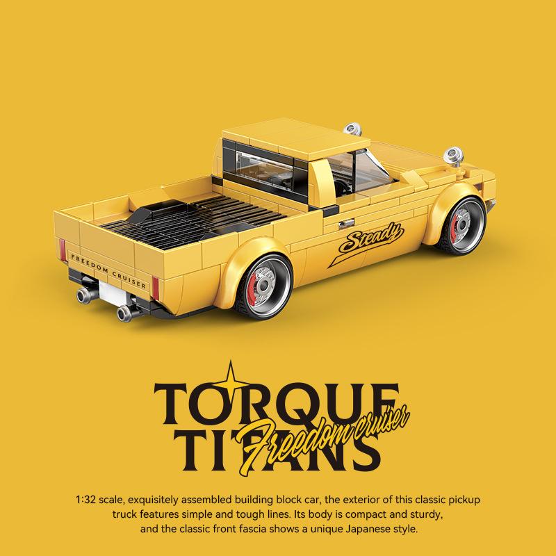 Non-Toxic City Technical Vintage Pickup Truck Car Series Building Blocks Moc Container Trucks Model Bricks Diy Toys For Kids Birthday Gift
