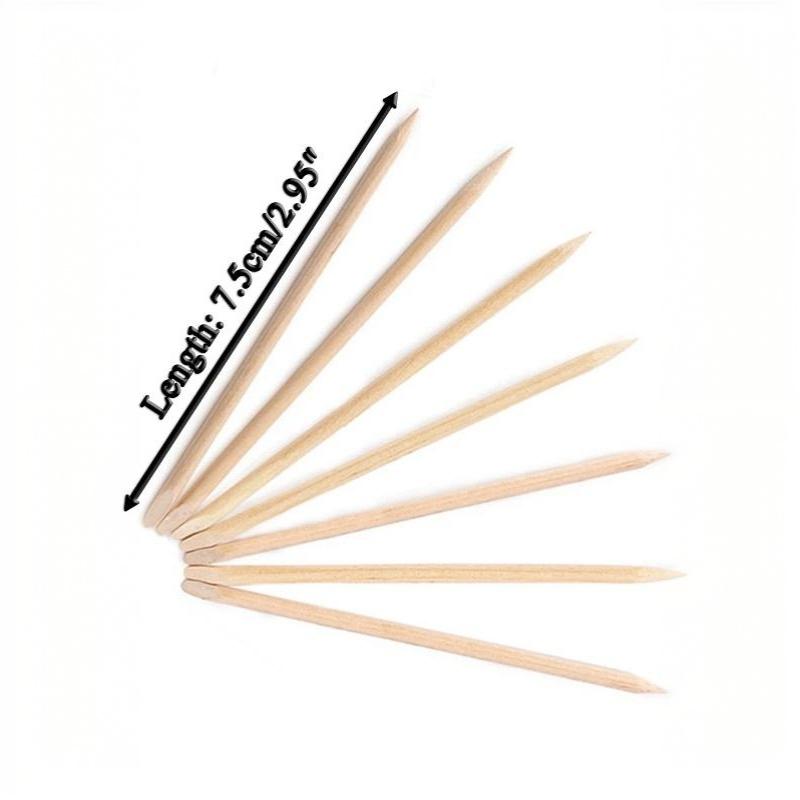 100Pcs 7.5Cm Wood Sticks For Manicure - Dual Tip Cuticle & Nail Plates Remover For Salon And Home Use