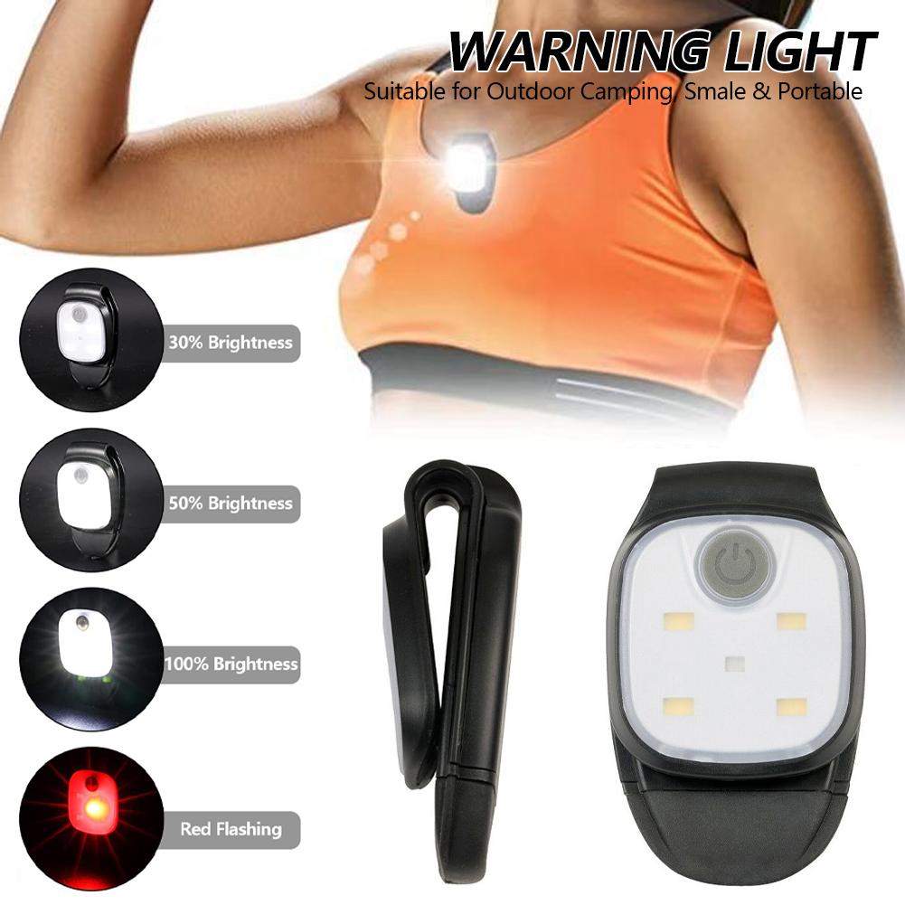 1Pc LED Clip Flashligh 4 Lighting Modes USB Rechargeable LED Clip Lamp Safety Warning Running Lights for Night Walking Fishing