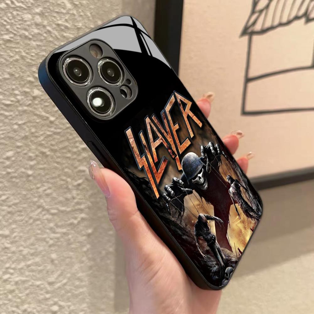 Slayer Heavy Metal Rock Band Phone Case for Iphone 17 16 15 14 12 11 13 Pro Max Mini X Air Puls Black Glass Cover