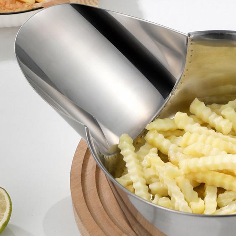 Kitchen Scooper For Food Fried Food Serving Scoop Stainless Steel Stirring Cooking Meal Preparation Tool With Duckbill Spout For