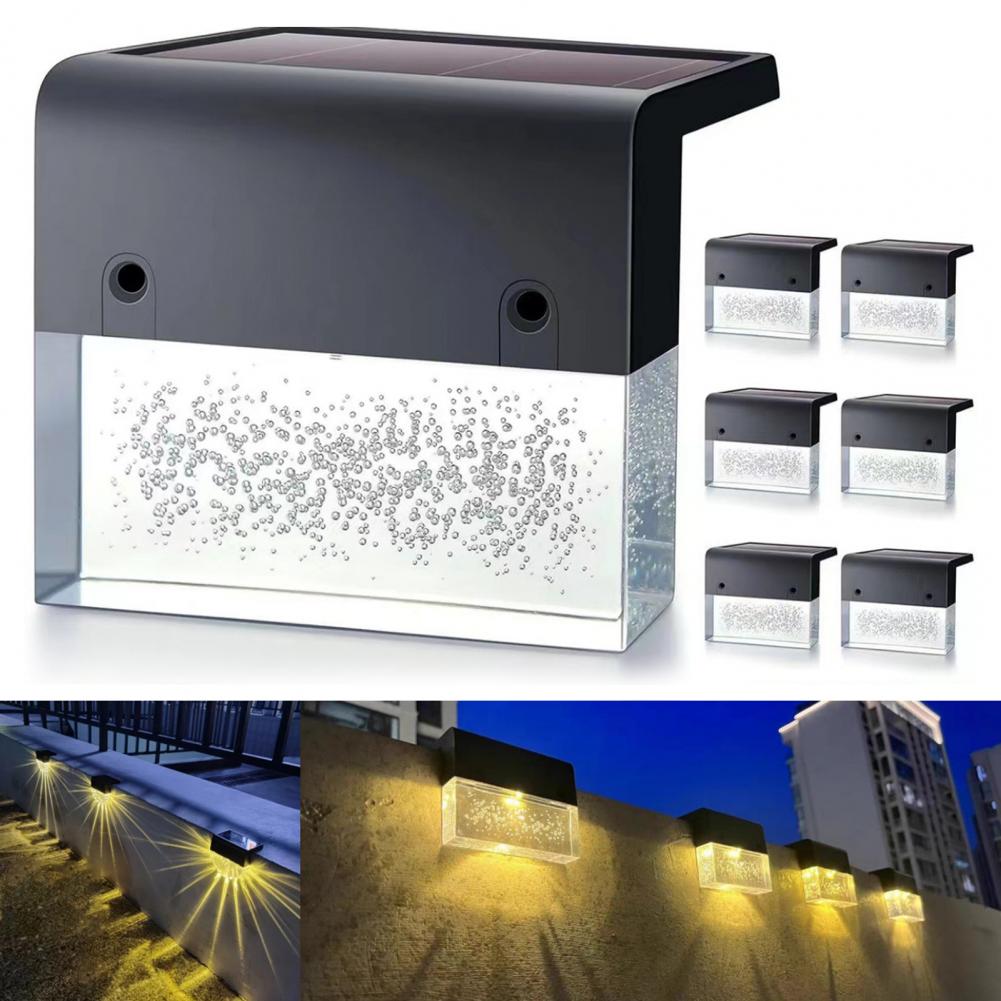 Outdoor Waterproof Solar Stair Lights Solar Step Lights Solar-powered Poolside Step Lamps with Automatic Charging Outdoor