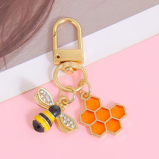 Keychain Pendant Decorative Bee Shape Keychain with Rhinestones Dripping Oil Compact Lightweight Versatile Backpack Accessory