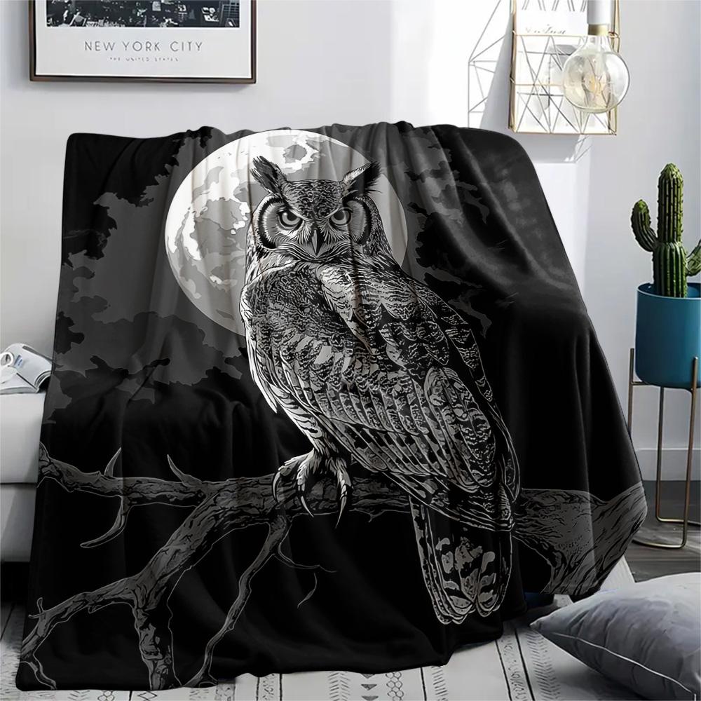 Owl Print Flannel Blanket, High quality Comfortable for All Seasons, Home Decor, Warmth and Comfort, Perfect for Christmas Gifts