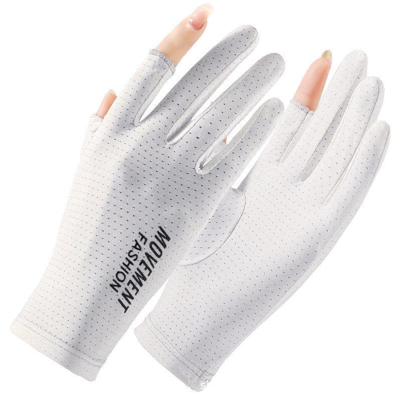 

Summer thin breathable two-finger gloves high elastic ice silk dew two-finger anti-wear sunscreen gloves driving cycling gloves One size fits all