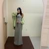 Korean Striped Color Block Lace-up Long Skirt - Spring/Autumn 2026 Collection