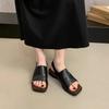 3CM Thick-soled One-word Sandals for Women's Summer Wear 2025 New Simple and Advanced French Retro Open-toed Sandals