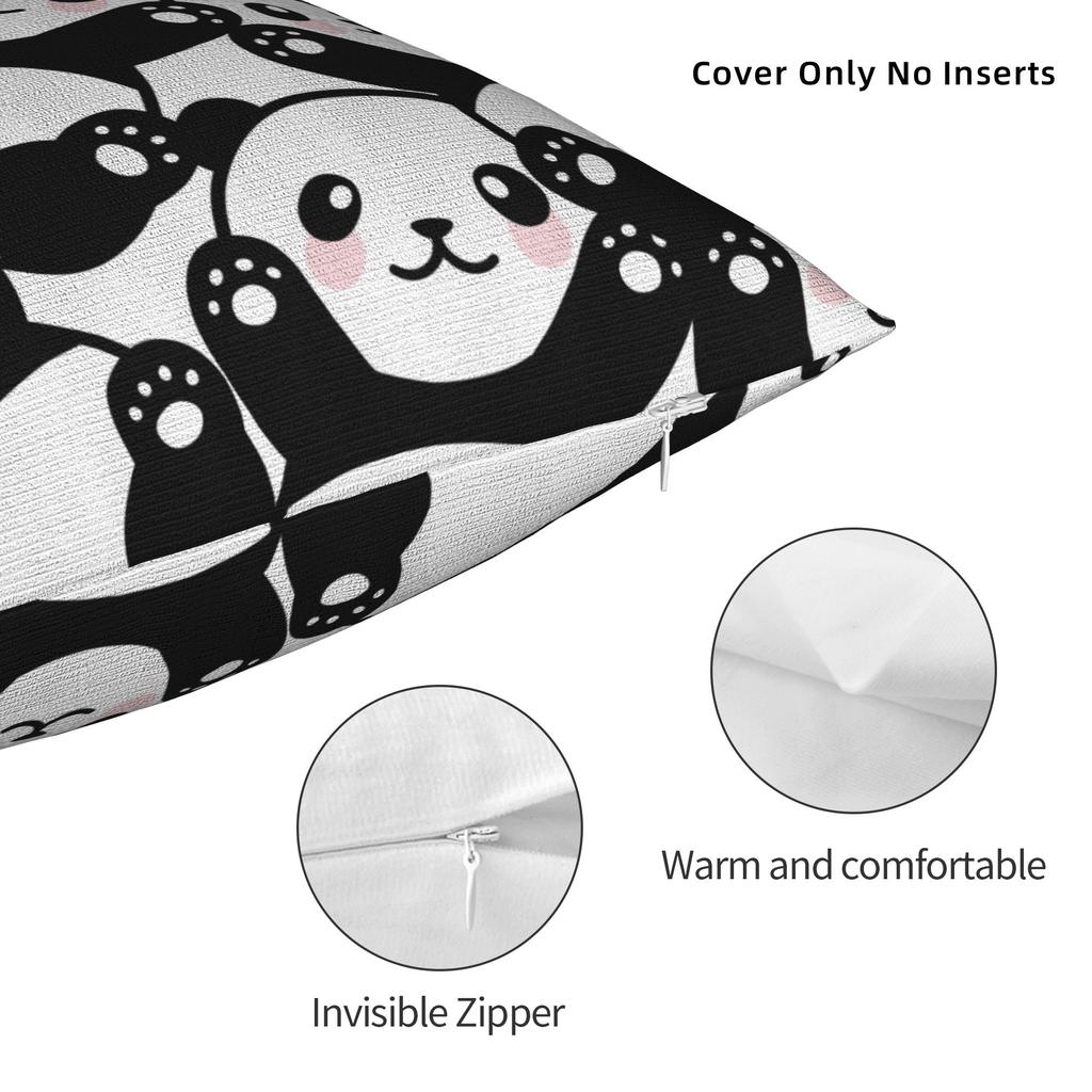 Cute Panda Cartoon Square Pillow Case Animal Cushion Cover Zipper Decor Throw Pillow Case Cover For Home 45X45Cm