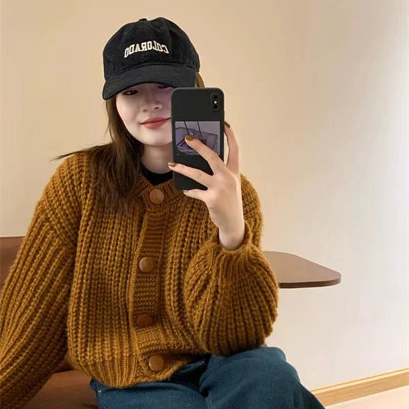 WTEMPO Women's Knitted Sweater Women's Simple Style Solid Color Pullover Knitted Sweater