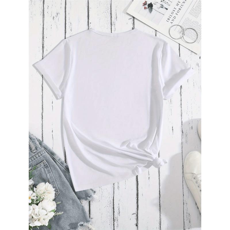 European Size Women'S Casual Crew Neck T-Shirt with "Life Is Better with My Boys" Quote - Polyester Knit Fabric, Medium Stretch