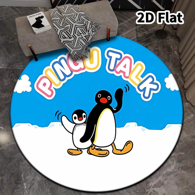 Pingu Round Area Rug Carpet Rug For Living Room Bedroom Sofa Playroom Decor Nonslip Floor Mat